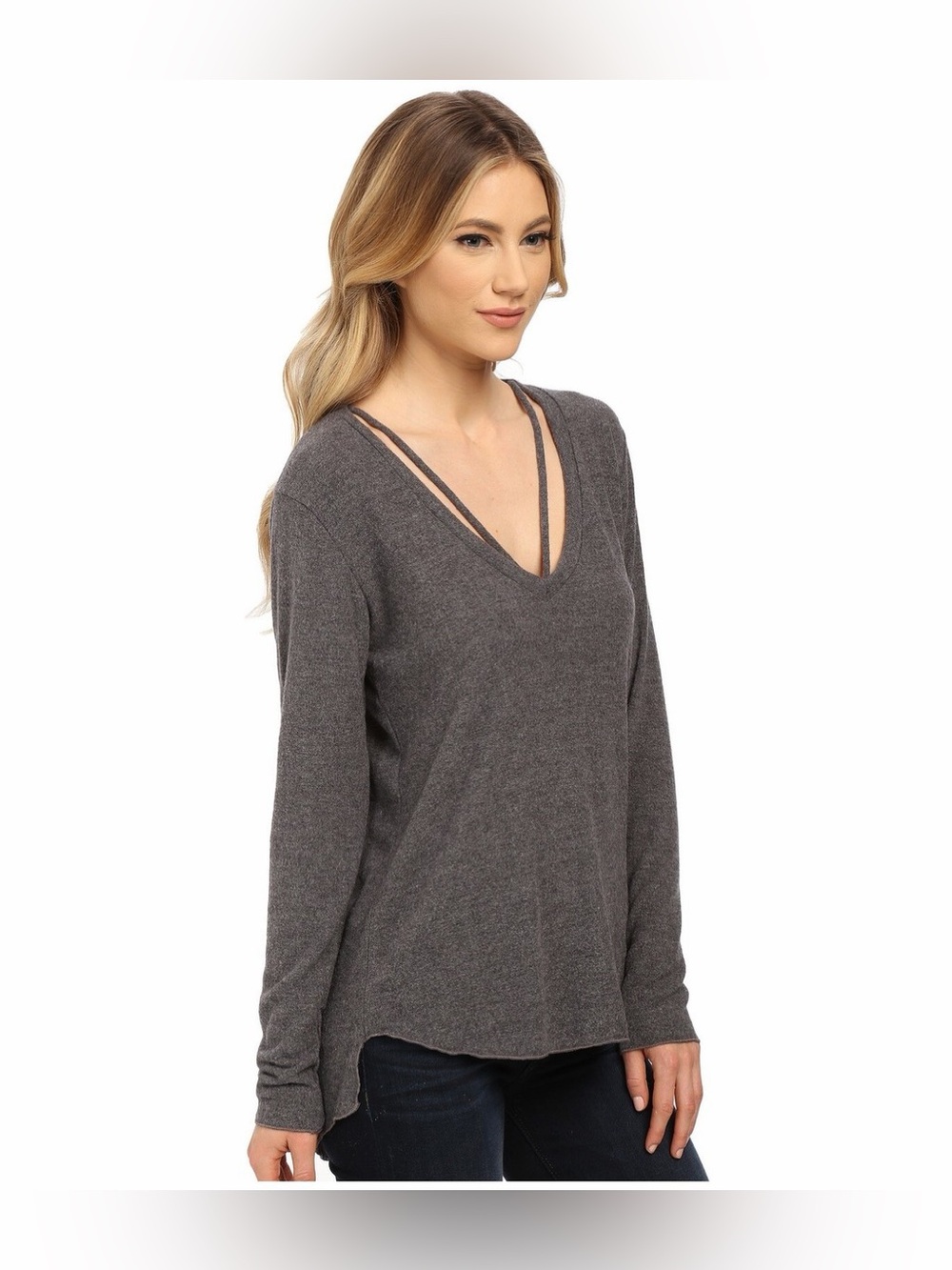 LNA Avio Strappy V-Neck Knit Top